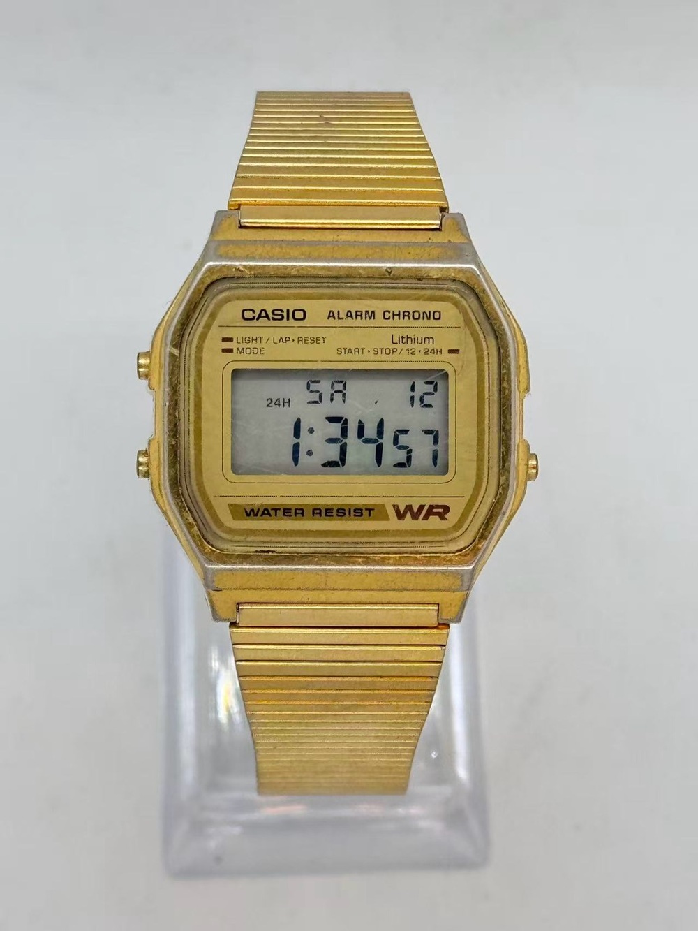 Vintage Casio Men’s Digital Chronograph Watch Gold Tone 32mm New Battery Runs